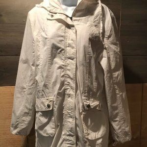 Vintage Clothing white anorak spring jacket size 14/42 pockets hood adjustable